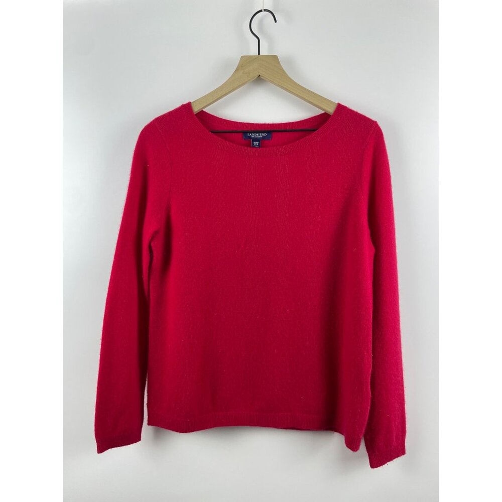 Land's End Women's Medium 100% Cashmere Crew Neck Long Sleeve Red Sweater Jumper